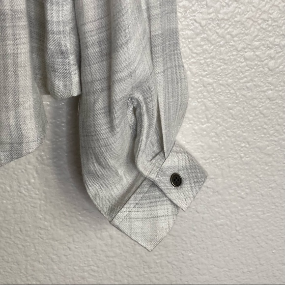 Cloth & Stone Anthropologie Lace-Up Back Plaid Long Sleeve Shirt Blouse M - Picture 6 of 9